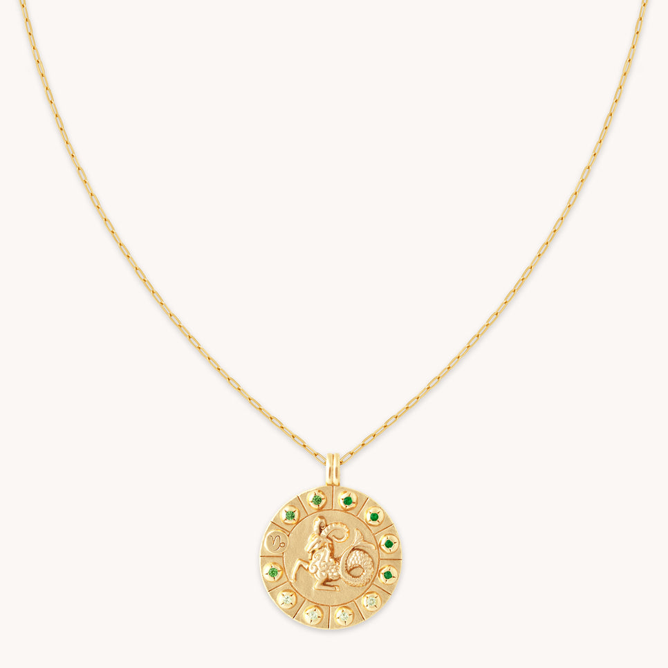 Capricorn Bold Zodiac Pendant Necklace in Gold