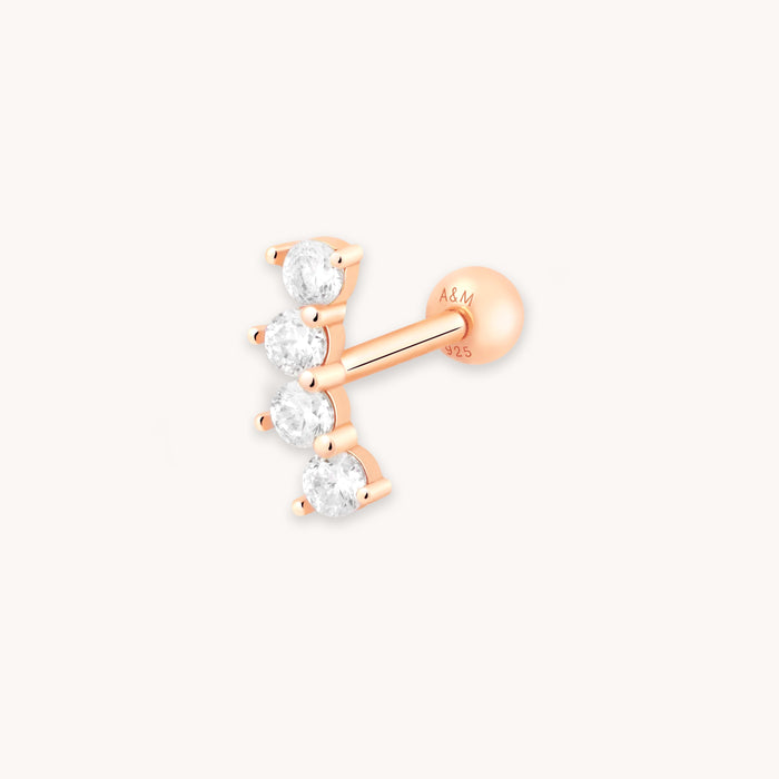 Curved Crystal Barbell in Rose Gold