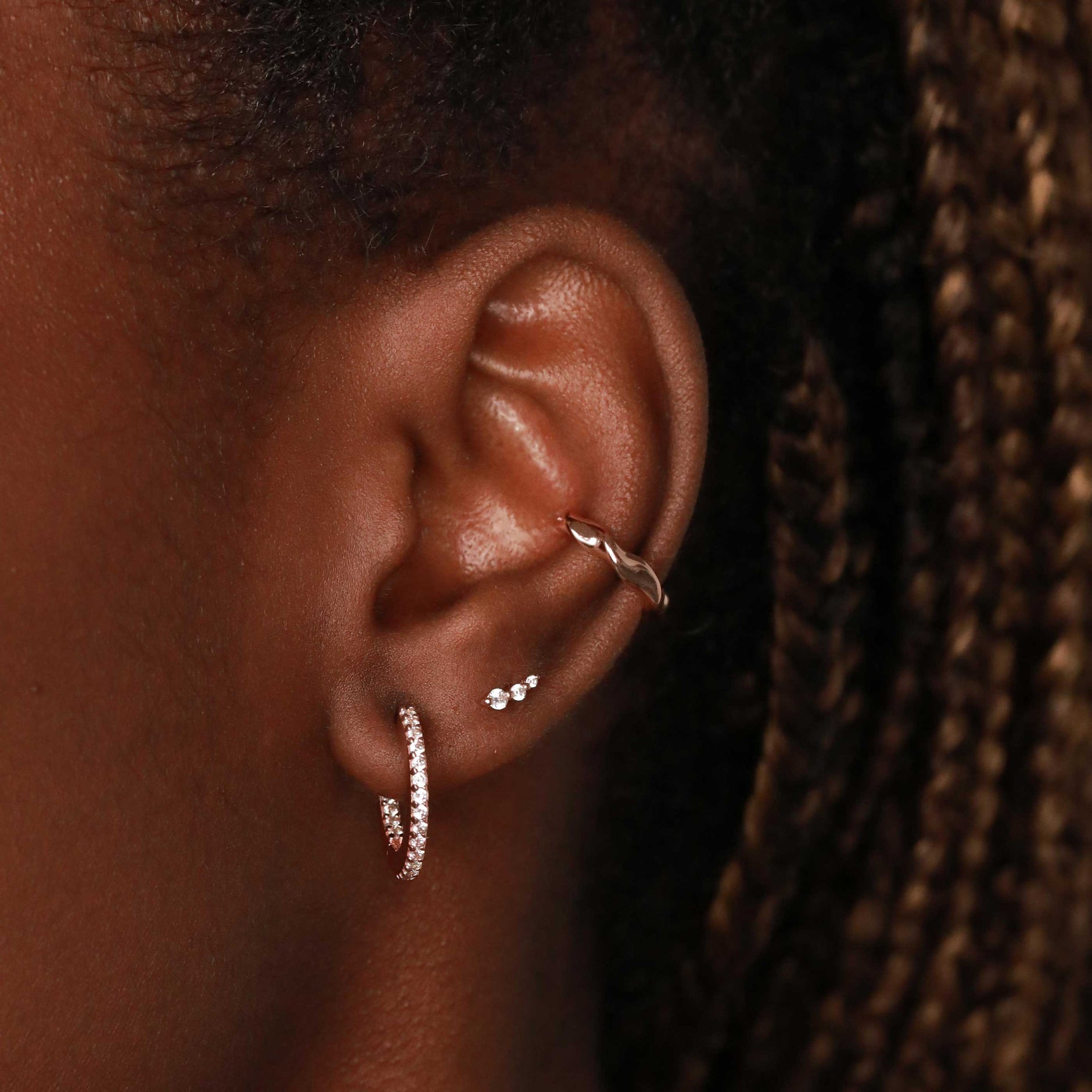 18k Rose Gold Plated Jewellery - Glimmer Crystal Barbell in Rose Gold - Barbell Earring - Astrid &amp; Miyu