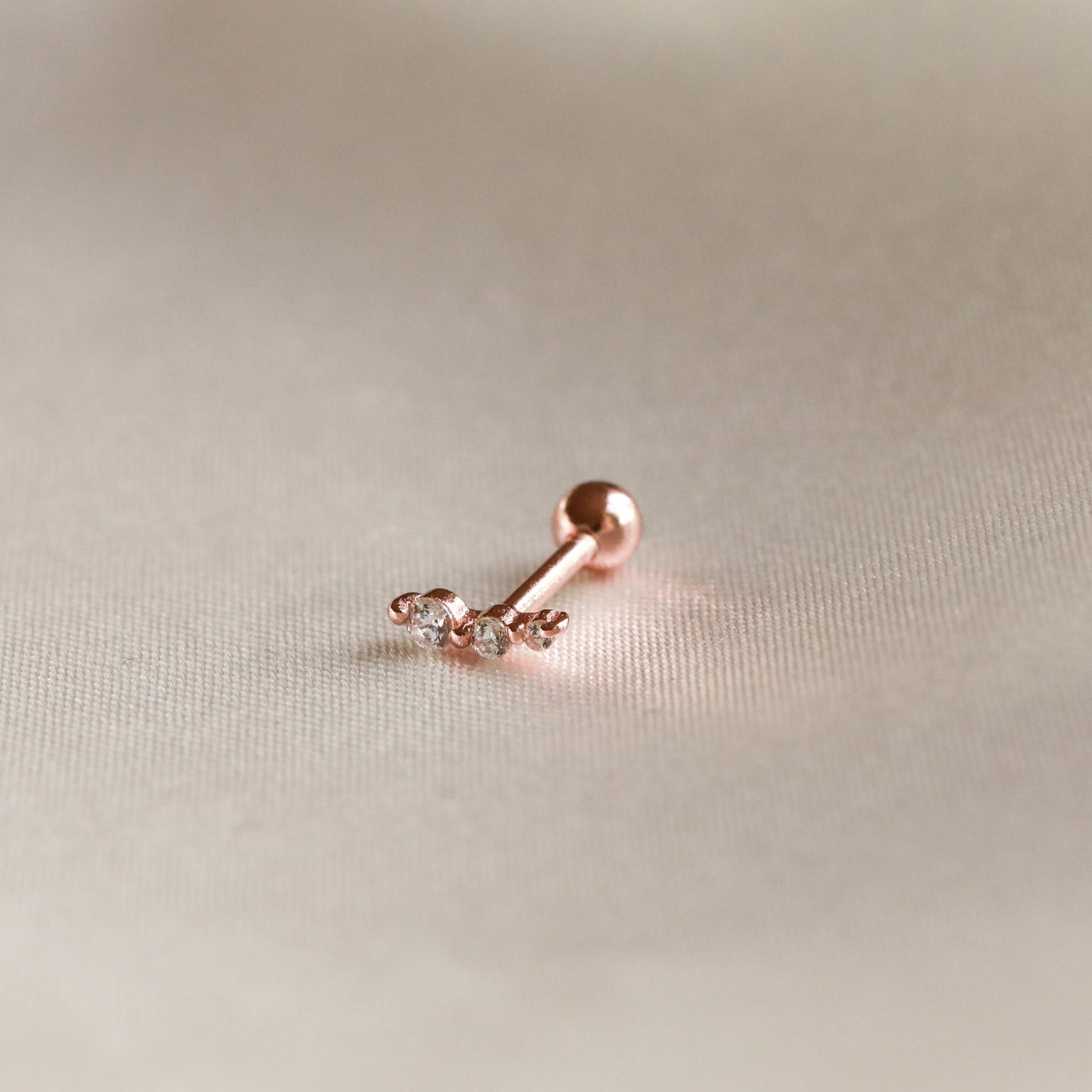 18k Rose Gold Plated Jewellery - Glimmer Crystal Barbell in Rose Gold - Barbell Earring - Astrid &amp; Miyu