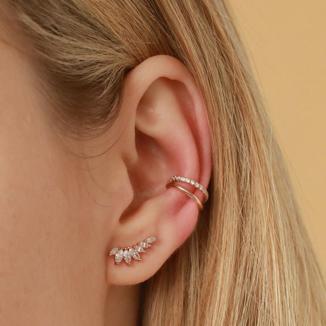 Glimmer Navette Stud Earrings in Rose Gold