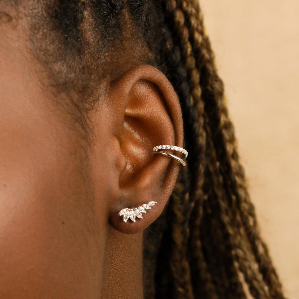 Core Collection SS23 - Glimmer Navette Stud Earrings in Silver - Stud Earrings - Astrid &amp; Miyu