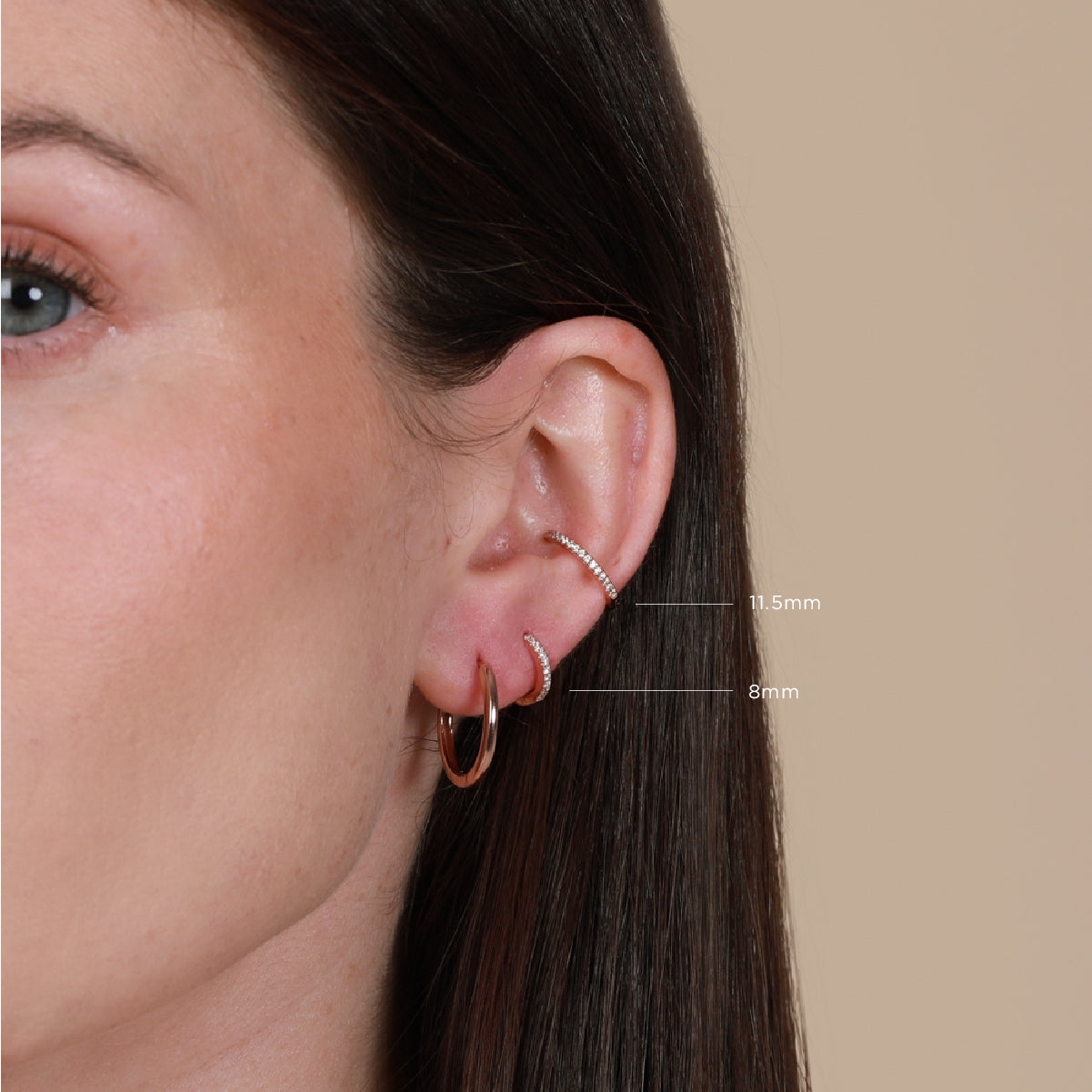 9ct Gold 0.8mm Tube Hoop Earrings 8mm | Jewellerybox.co.uk