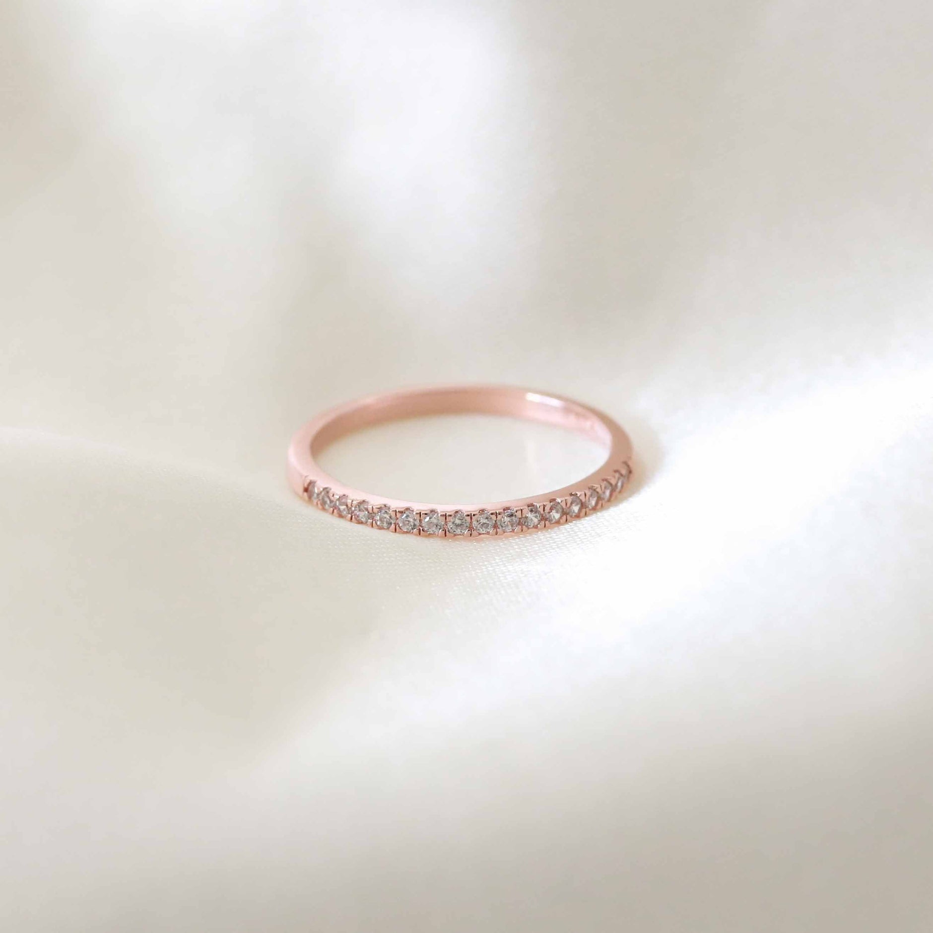 18k Rose Gold Plated Jewellery - Iridescent Crystal Ring in Rose Gold - Band Ring - Astrid &amp; Miyu