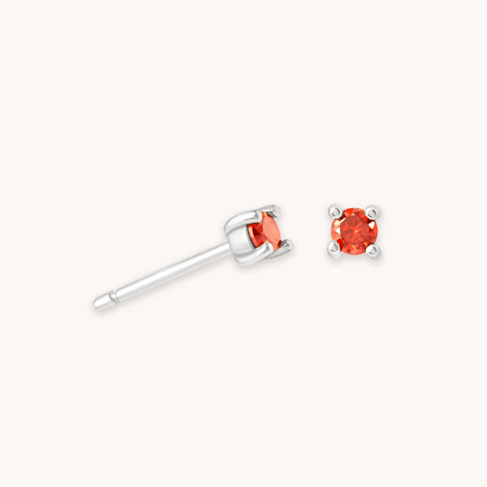 January Birthstone Stud Earrings in Silver with Garnet CZ
