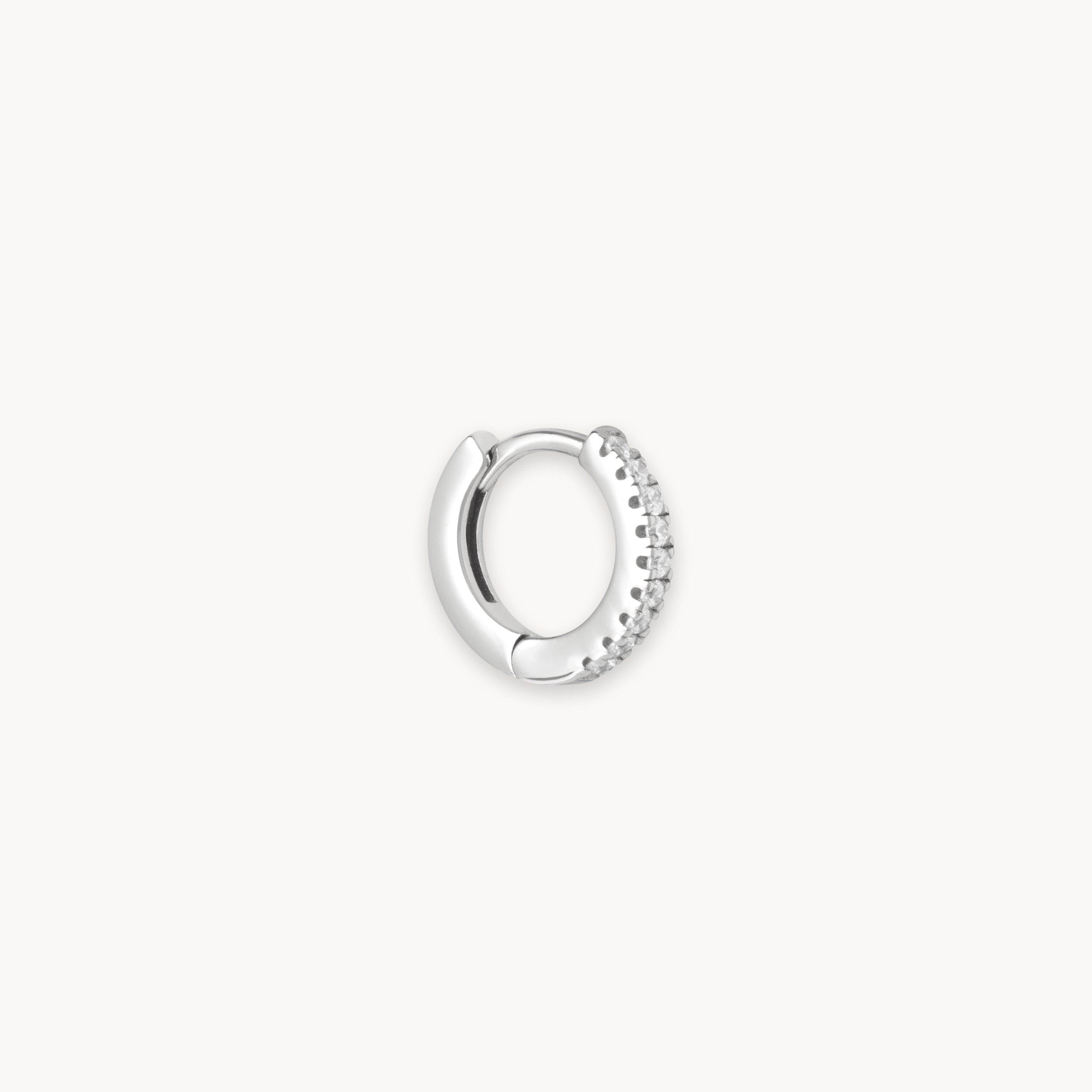 Jewelled Crystal Hoop 6.5mm Silver Cutout