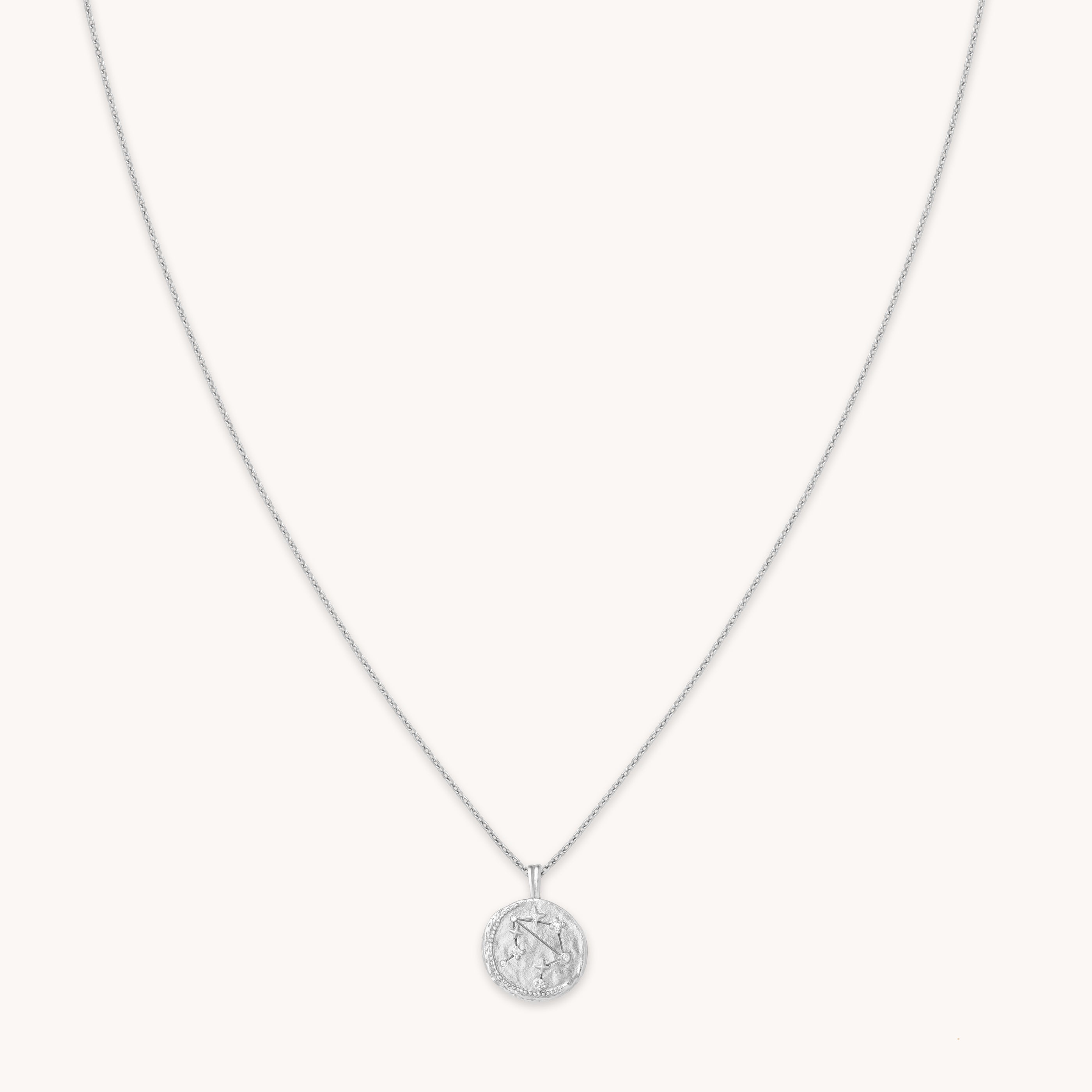 Libra Zodiac Pendant Necklace in Silver