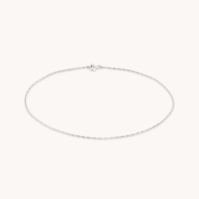 Marylebone Chain Anklet in Solid White Gold