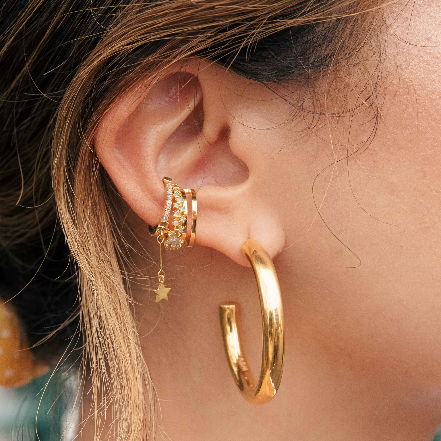 18k Gold Plated Jewellery - Mystic Star Ear Cuff in Gold - Ear Cuffs - Astrid &amp; Miyu
