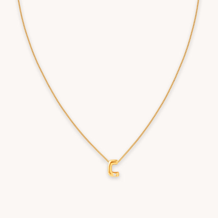 C Initial Pendant Necklace in Gold