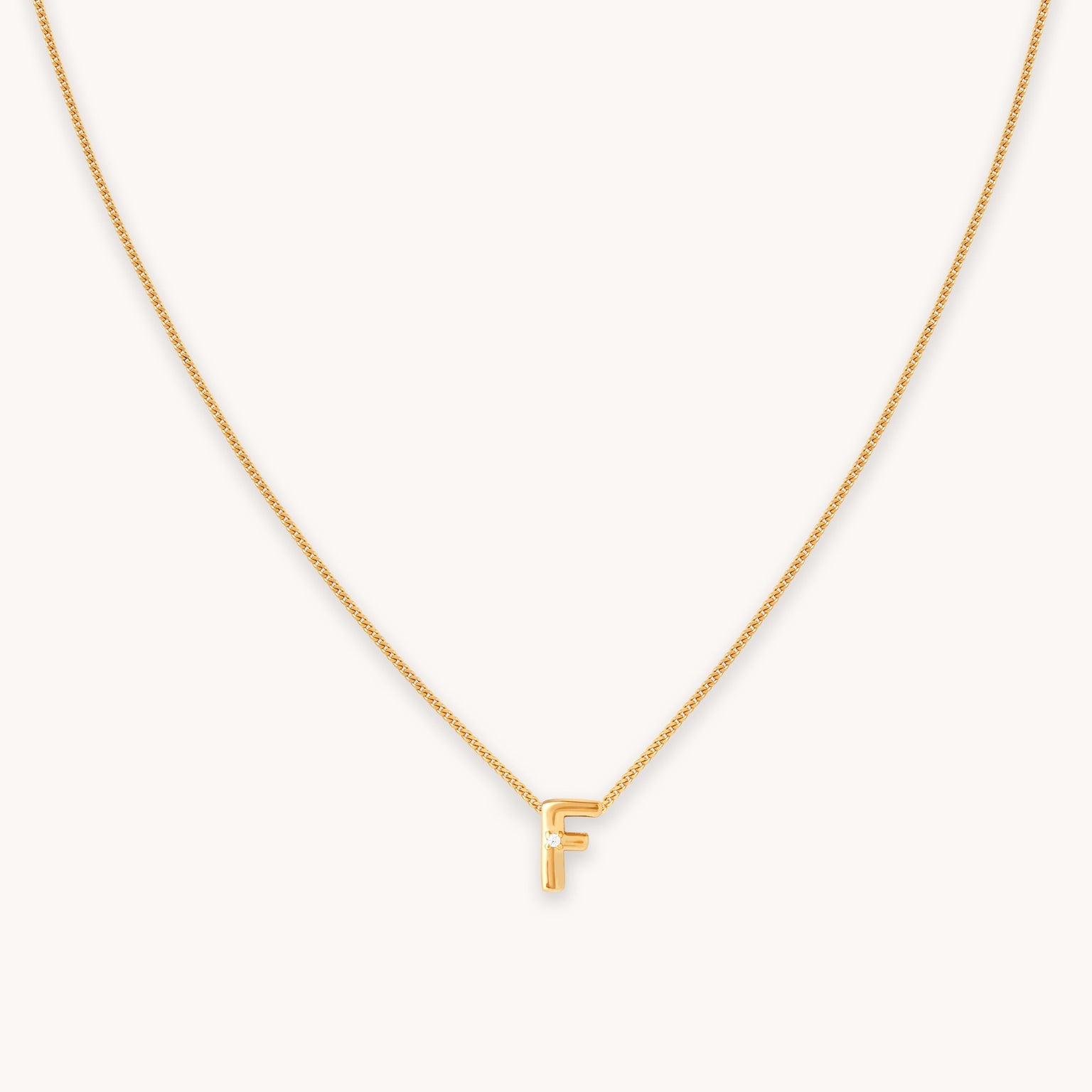 F Initial Pendant Necklace in Gold