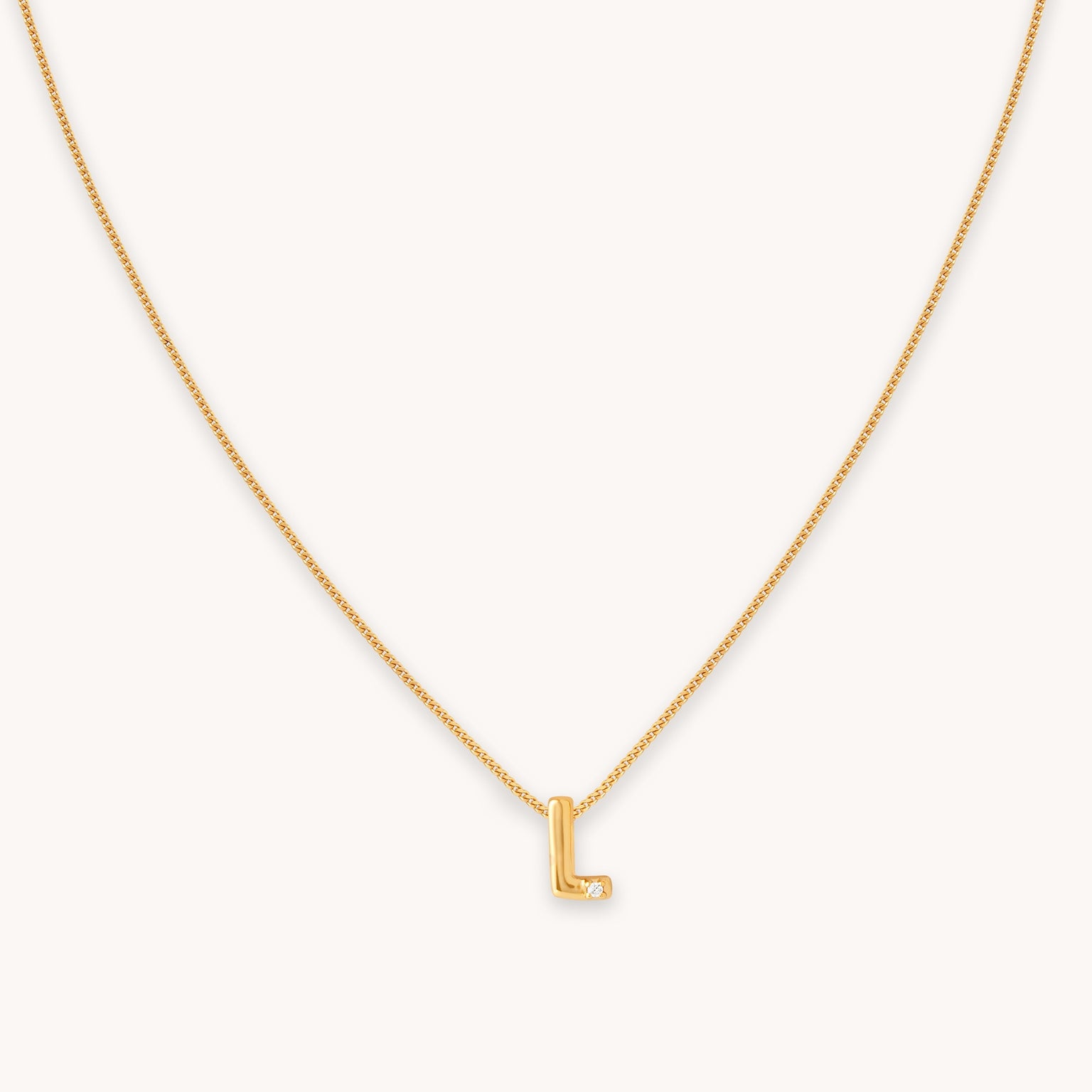 L Initial Pendant Necklace in Gold