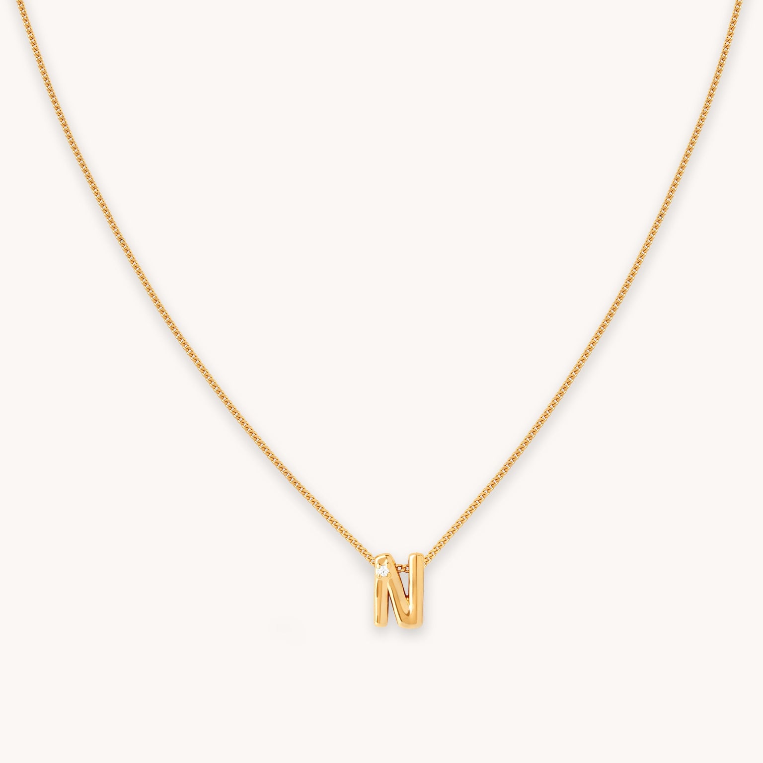 N Initial Pendant Necklace in Gold
