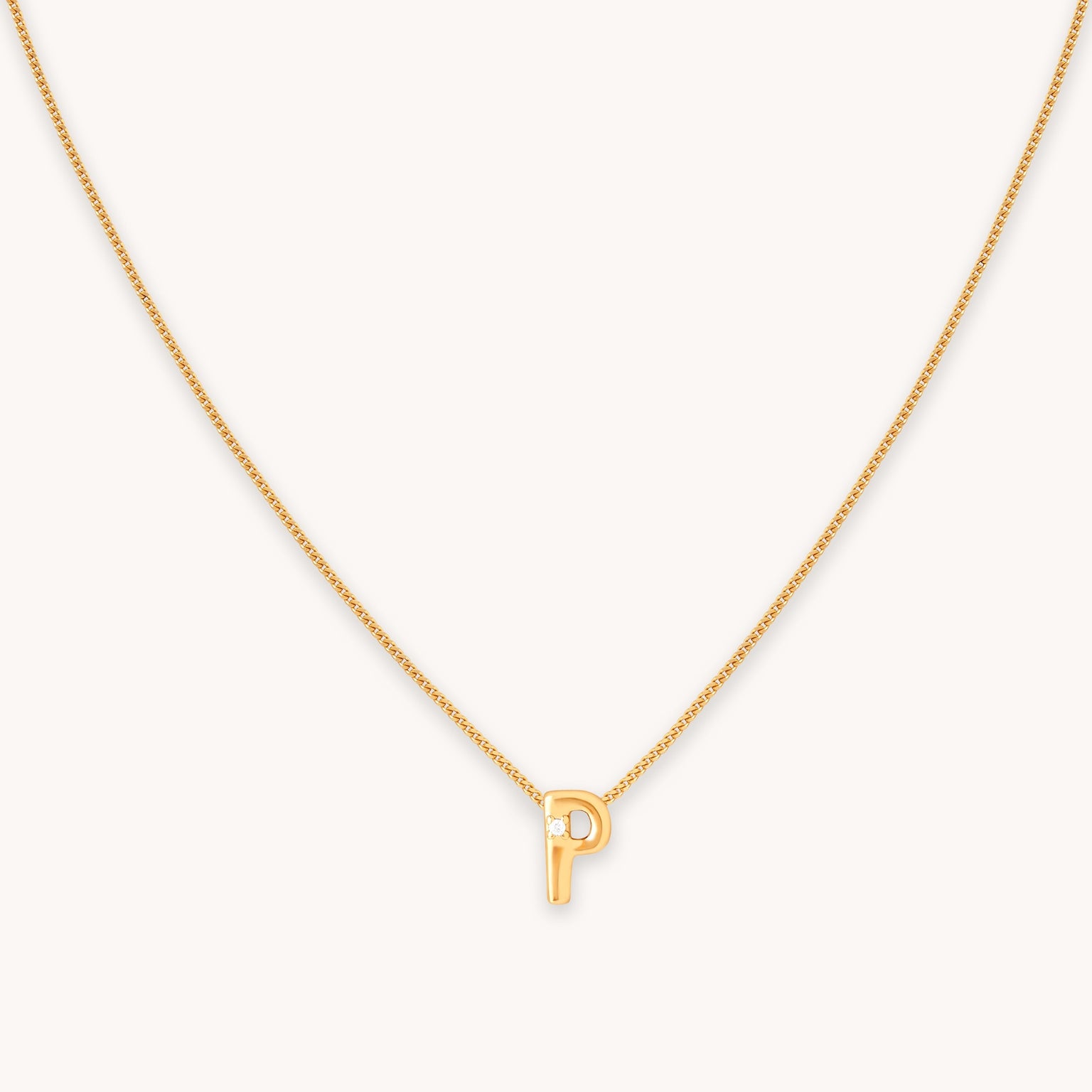 P Initial Pendant Necklace in Gold