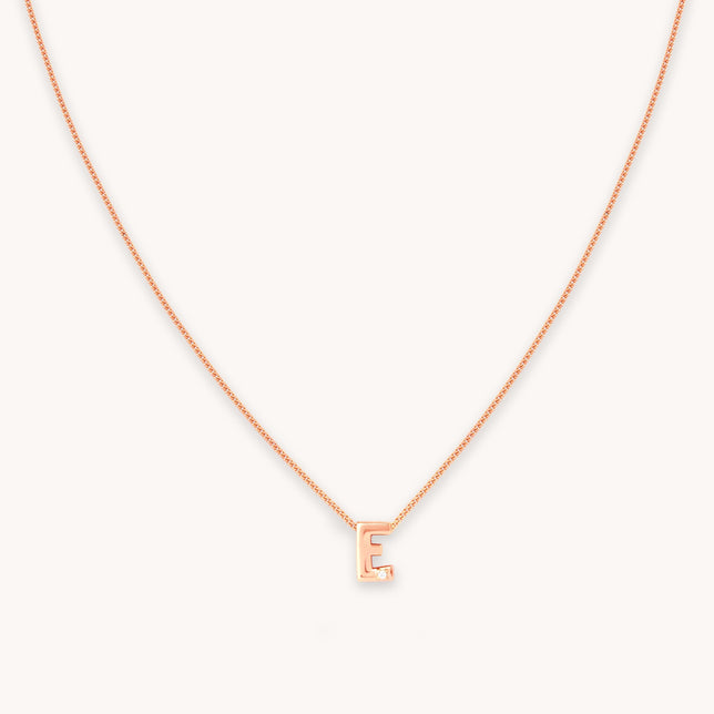 E Initial Pendant Necklace in Rose Gold