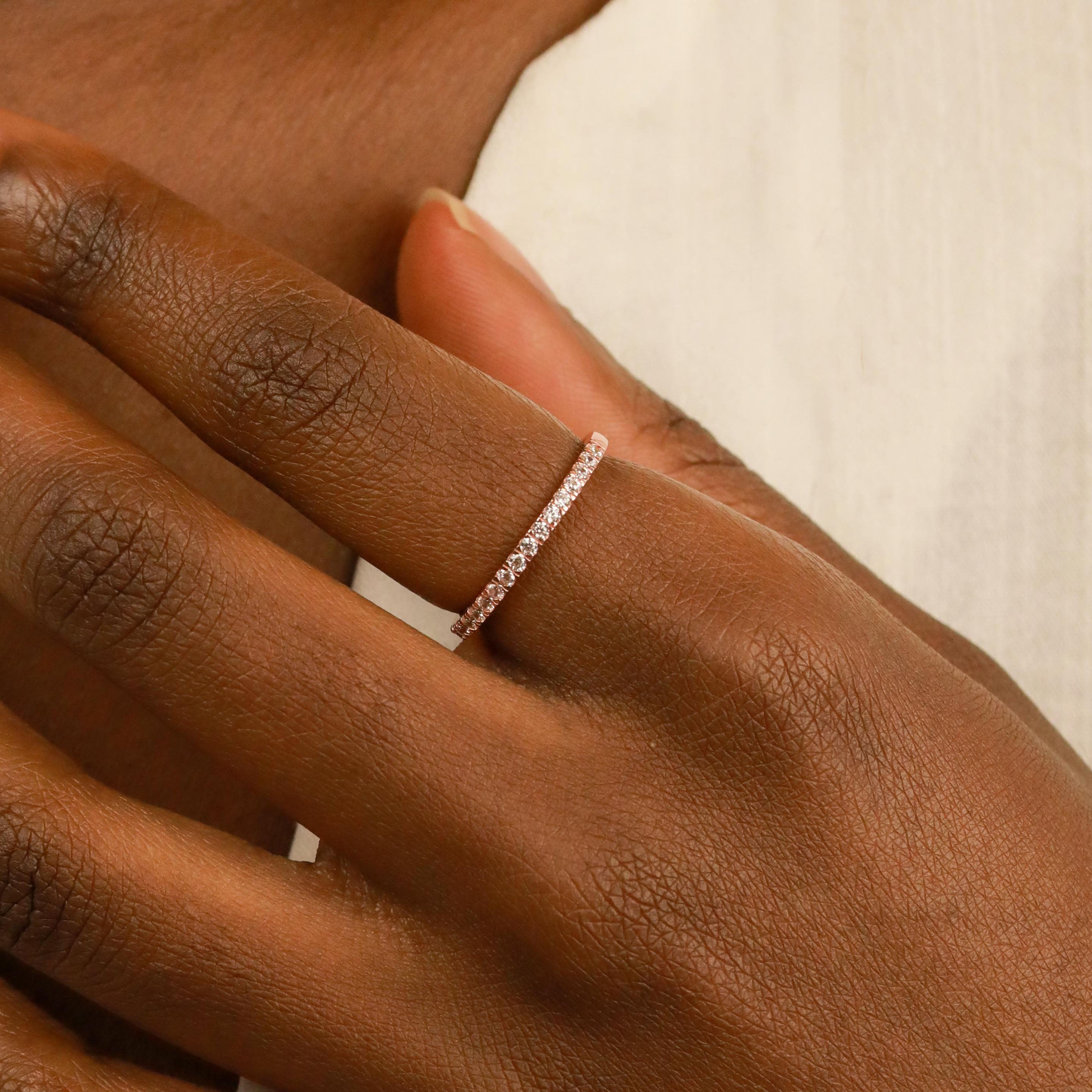 18k Rose Gold Plated Jewellery - Iridescent Crystal Ring in Rose Gold - Band Ring - Astrid &amp; Miyu