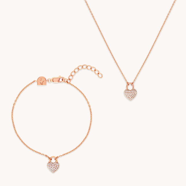 Heart Pavé Stacking Set in Rose Gold