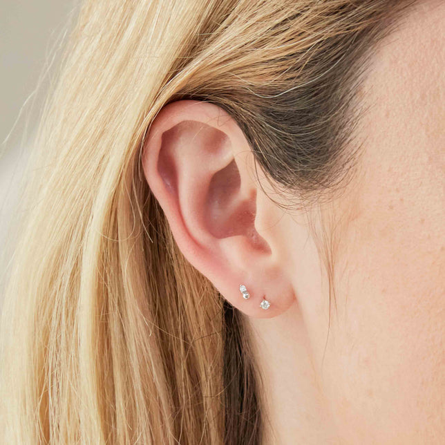 April White Topaz - Solid White Gold Topaz Piercing Stud - Piercing Stud - Astrid & Miyu