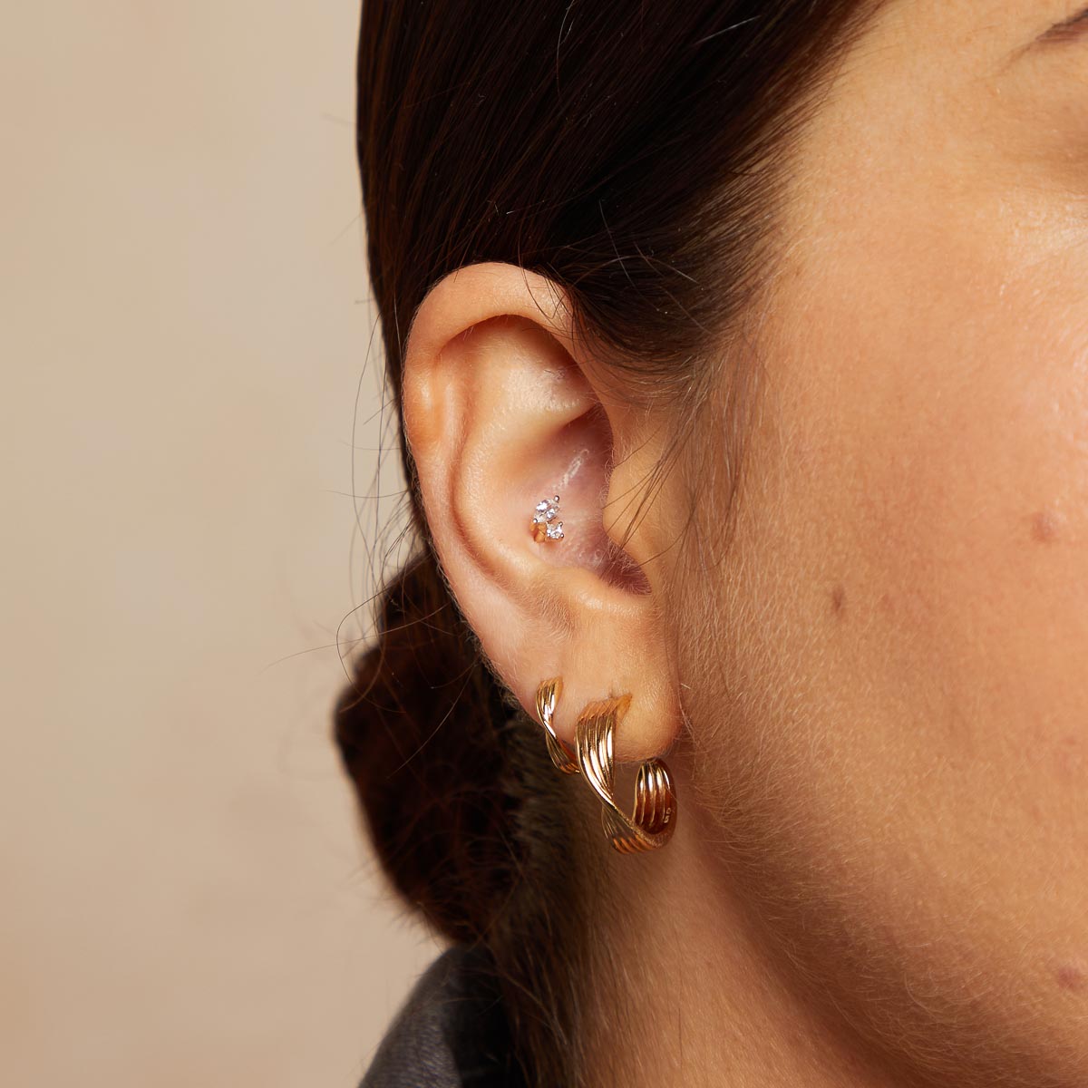 18k Gold Plated Jewellery - Twist Hoops in Gold - Hoop Earrings - Astrid &amp; Miyu
