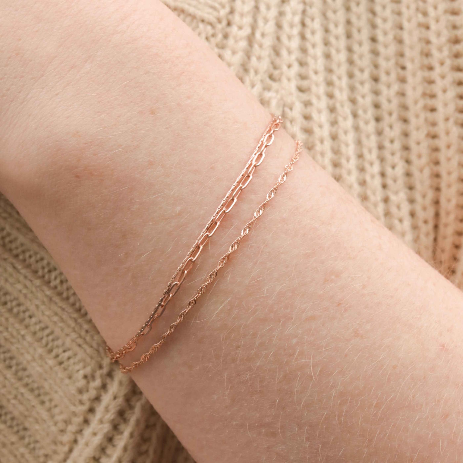 Chain Bracelets - Double Chain Bracelet in Rose Gold - Chain Bracelet - Astrid &amp; Miyu