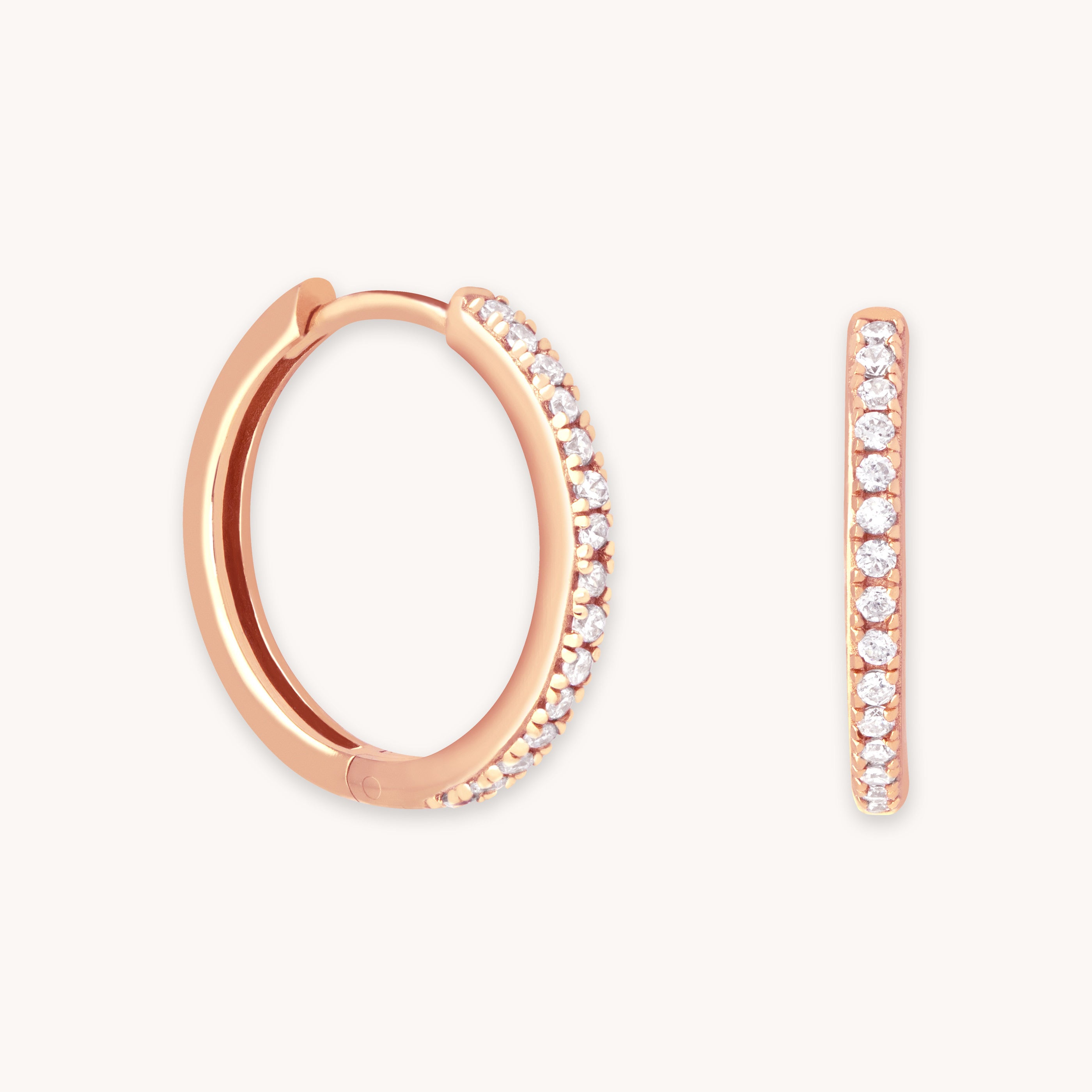 Crystal Hinge Small Hoops in Rose Gold