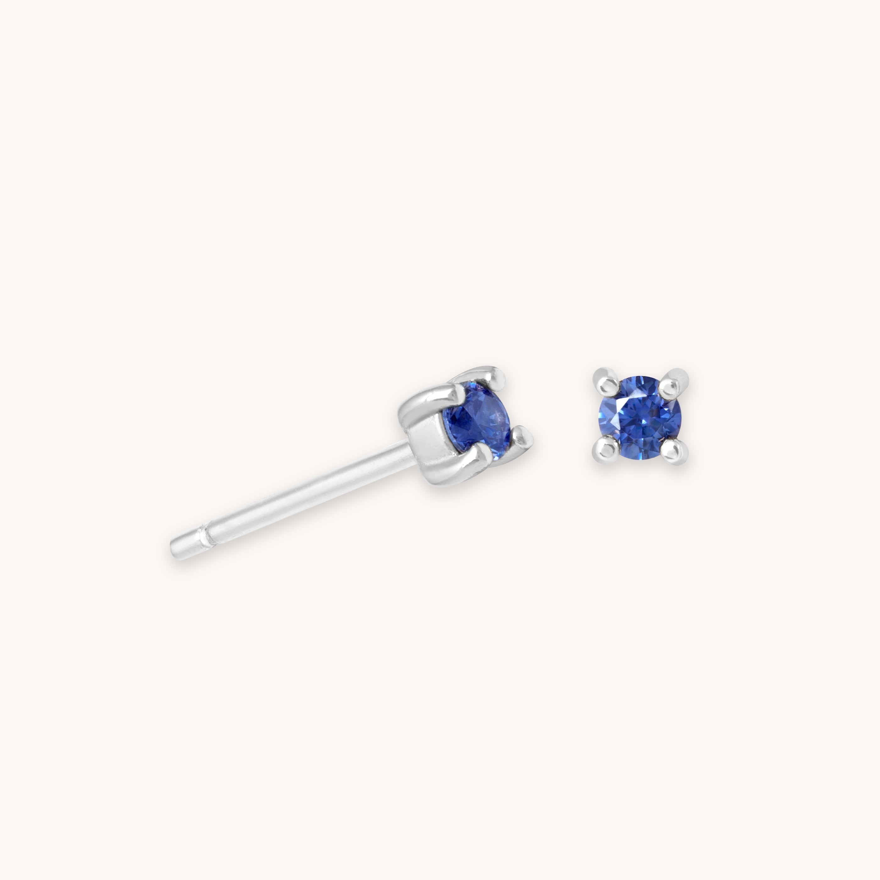 September Birthstone Stud Earrings in Silver with Sapphire CZ