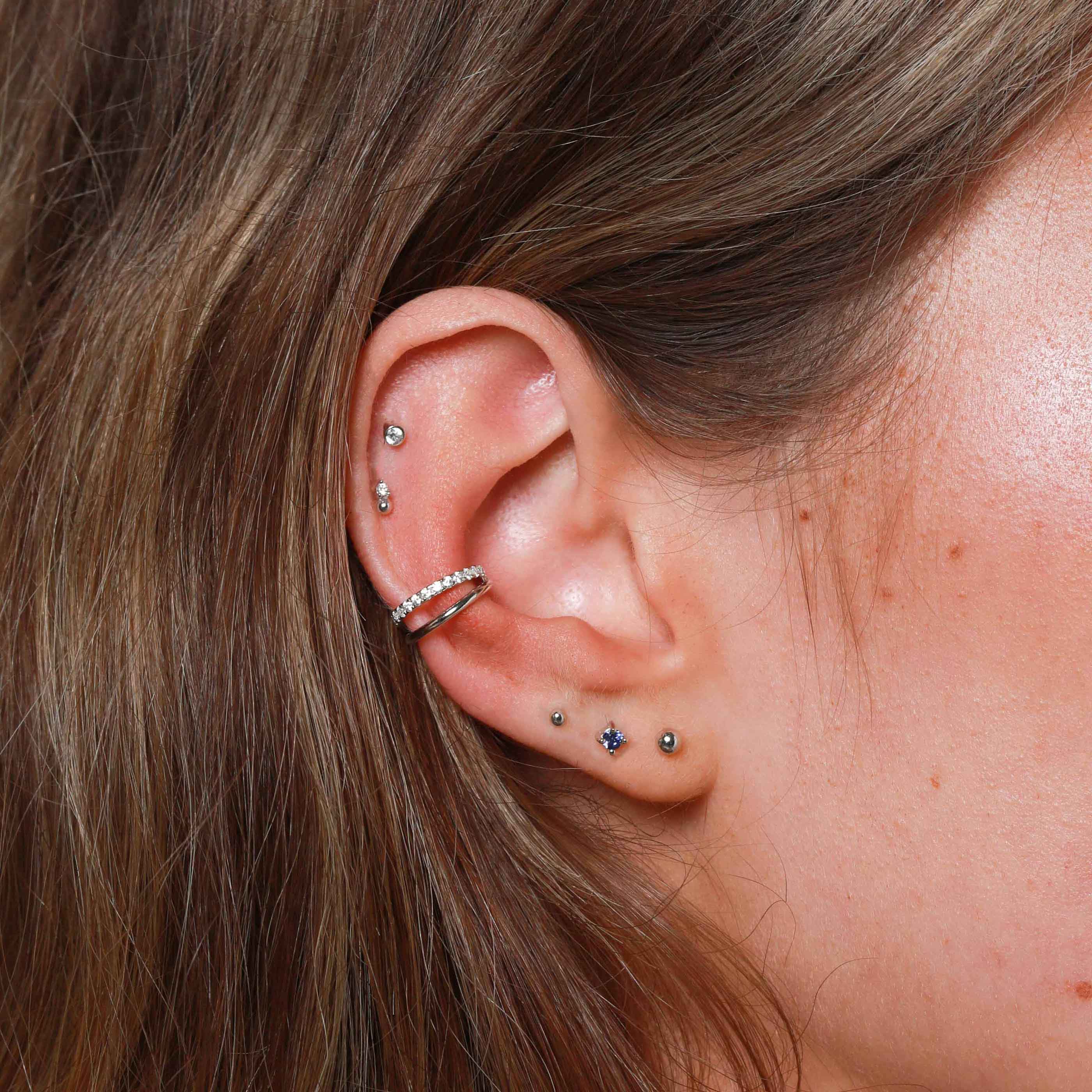 Earrings - Small Ball Stud Earrings in Solid White Gold - Stud Earrings - Astrid &amp; Miyu