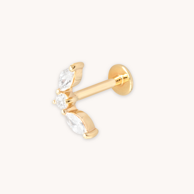 SOLID GOLD MARQUISE FAN PIERCING STUD CUT OUT