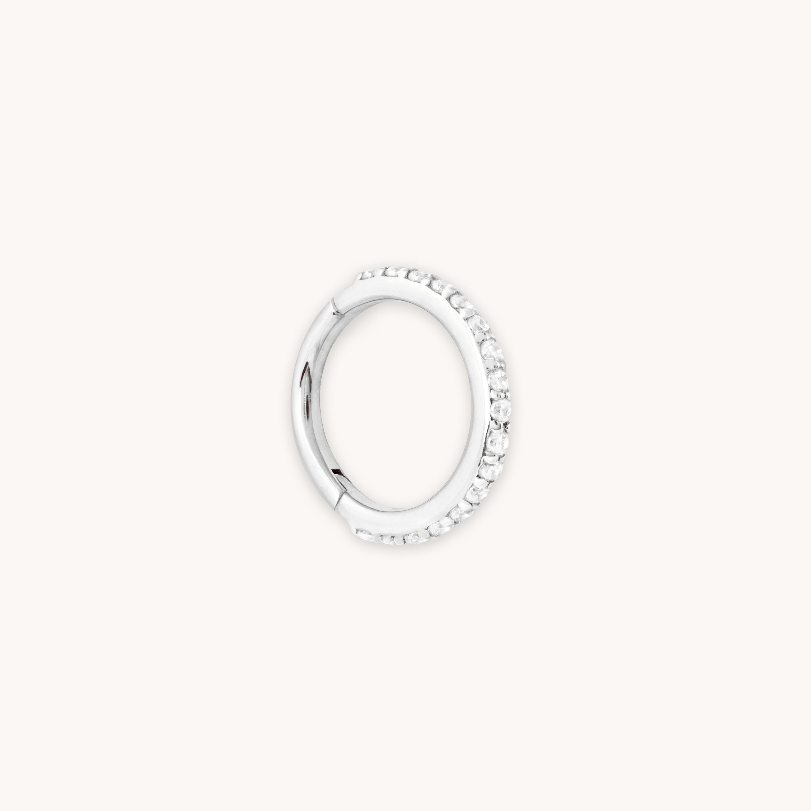 SOLID WHITE GOLD CRYSTAL PIERCING HOOP CUT OUT