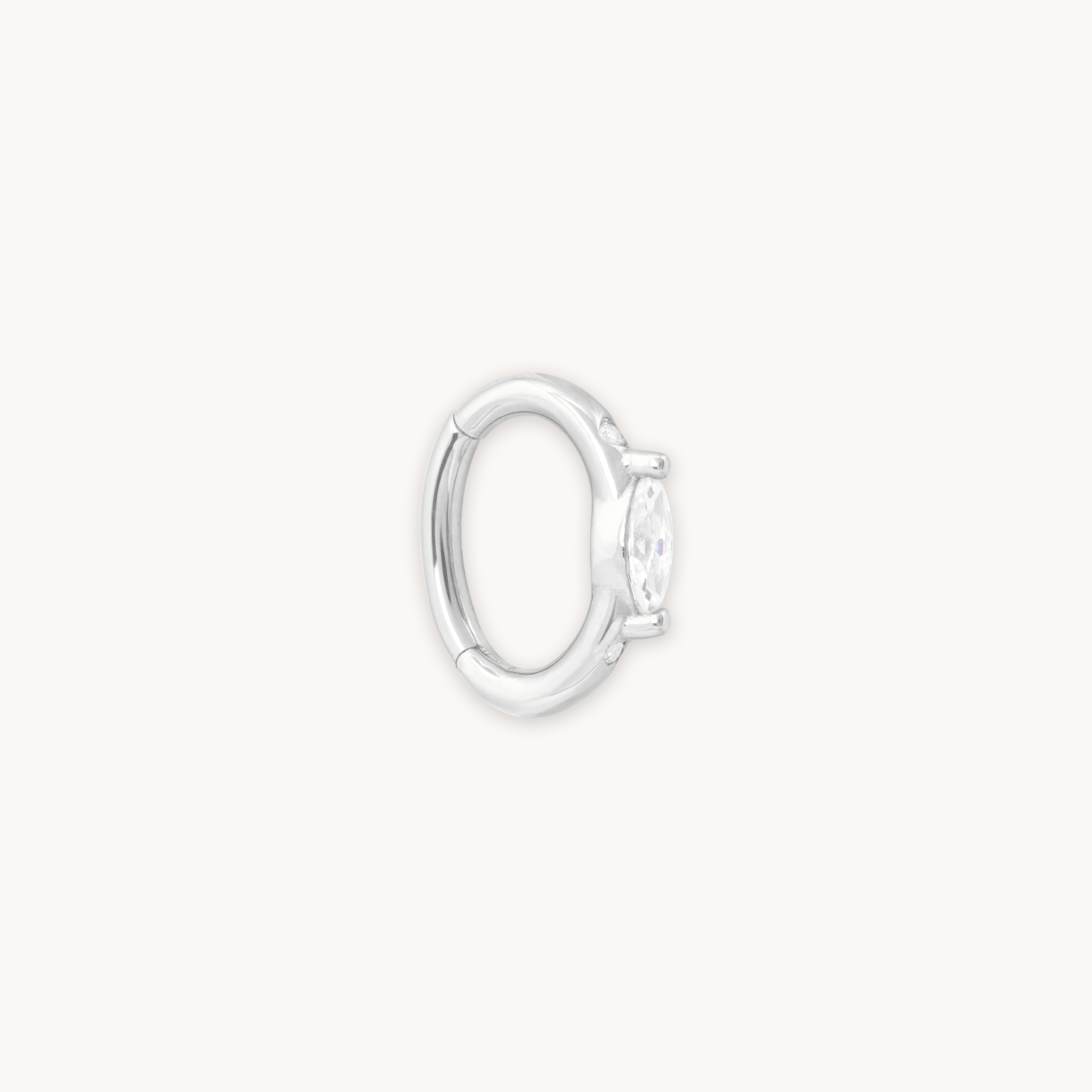 SOLID WHITE GOLD MARQUISE PIERCING HOOP CUT OUT