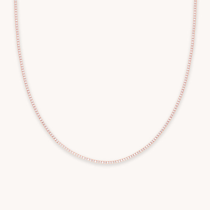 Tennis Chain Necklace in Rose Gold