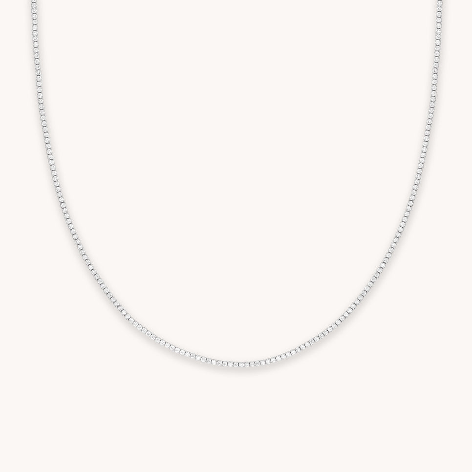 Tennis Chain Necklace in Silver