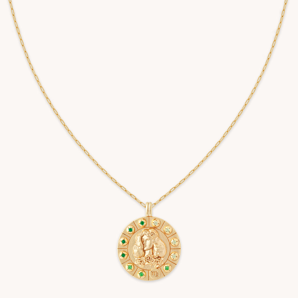 Virgo Bold Zodiac Pendant Necklace in Gold