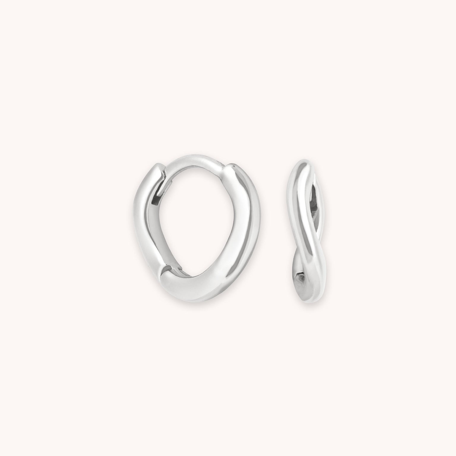 Astrid & Miyu | Elemental Huggies in Silver - 13mm | Twisted - Trendy Hoop Earrings for Her | Jewellery by Astrid & Miyu