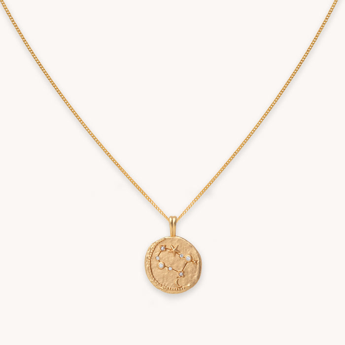 Gemini Zodiac Pendant Necklace in Gold