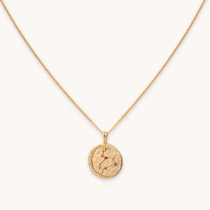 Leo Zodiac Pendant Necklace in Gold