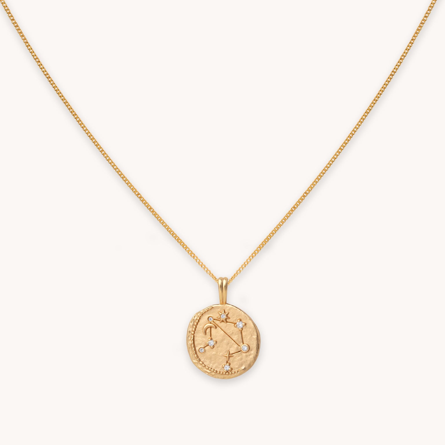 Libra Zodiac Pendant Necklace in Gold