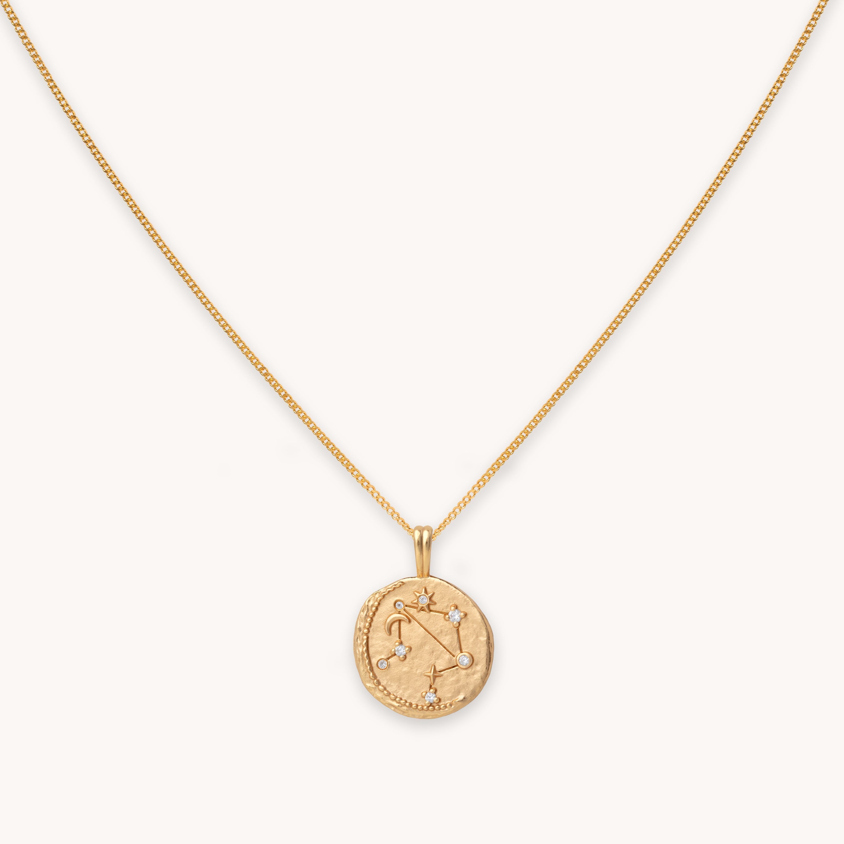 Libra Zodiac Pendant Necklace in Gold