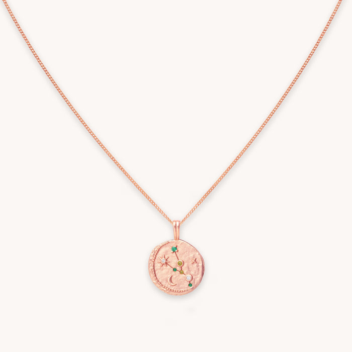 Taurus Zodiac Pendant Necklace in Rose Gold