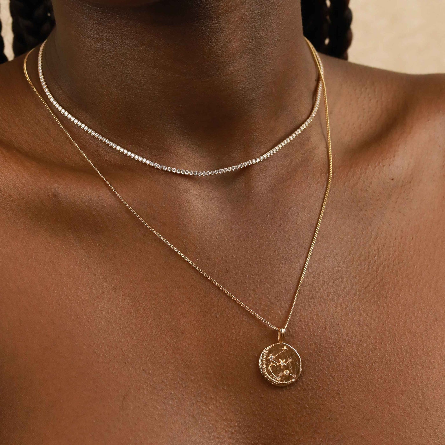 18k Gold Plated Jewellery - Aquarius Zodiac Pendant Necklace in Gold - Zodiac Pendant - Astrid &amp; Miyu