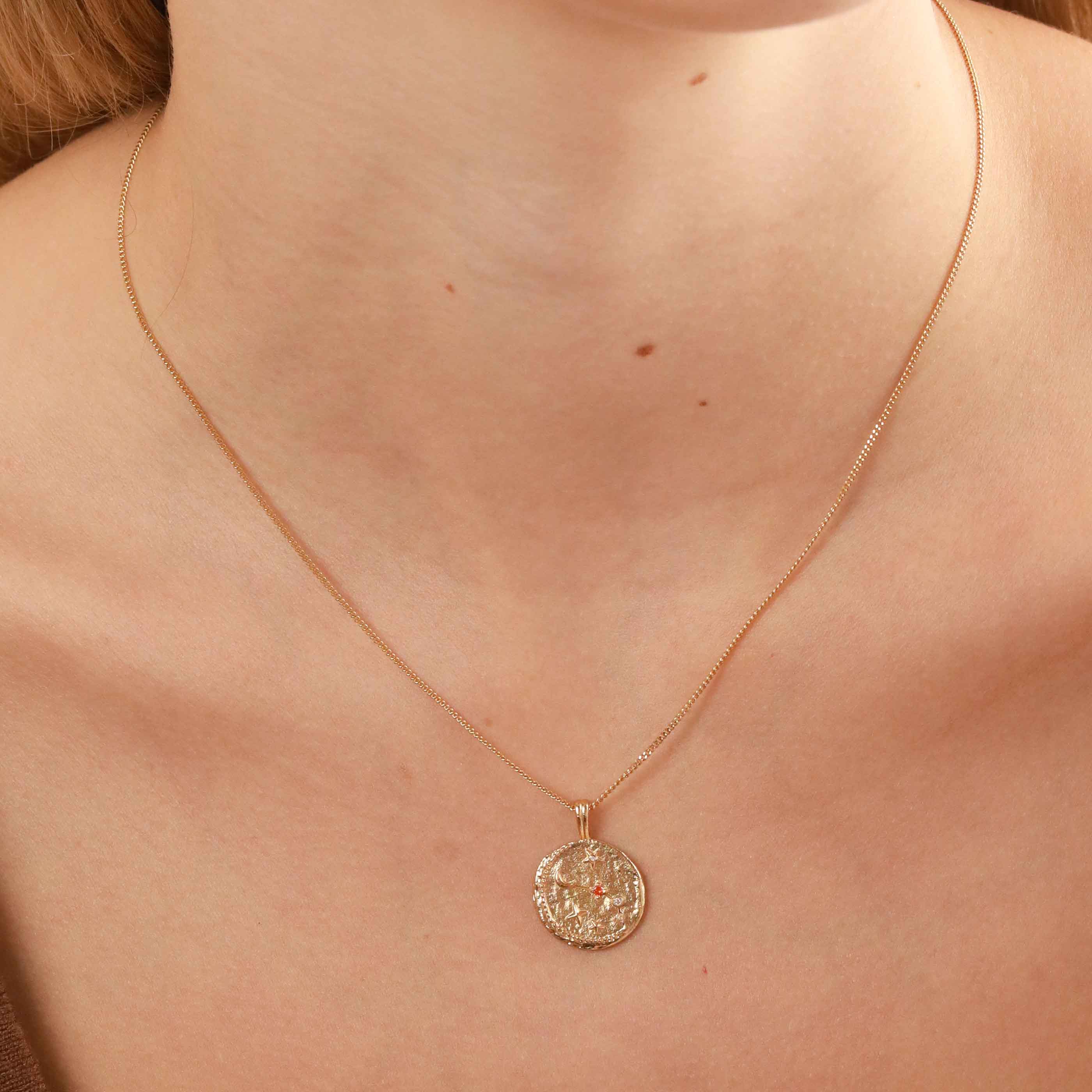 18k Gold Plated Jewellery - Aries Zodiac Pendant Necklace in Gold - Zodiac Pendant - Astrid &amp; Miyu