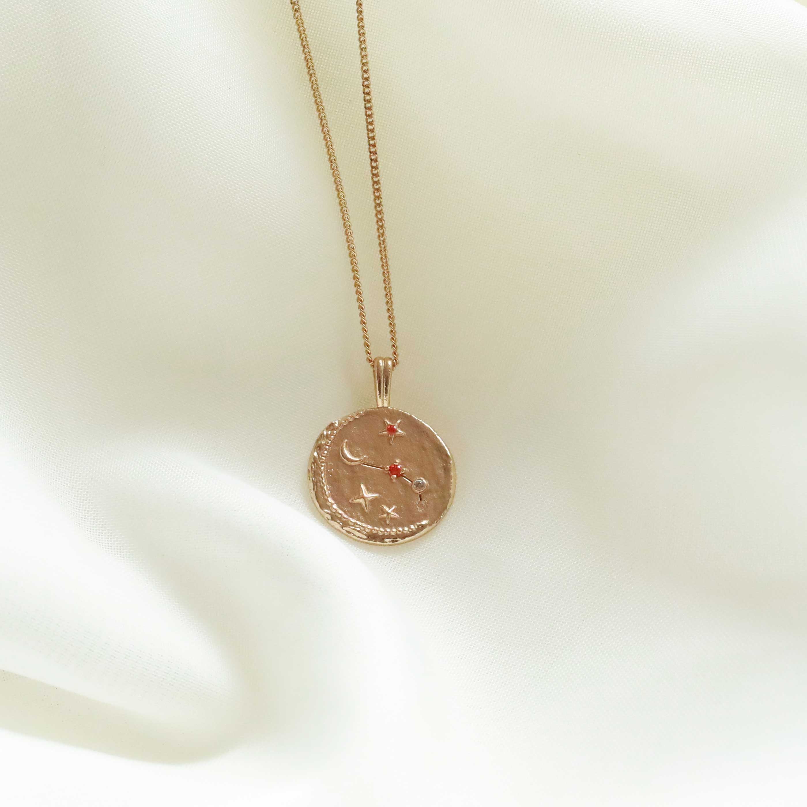 18k Gold Plated Jewellery - Aries Zodiac Pendant Necklace in Gold - Zodiac Pendant - Astrid &amp; Miyu