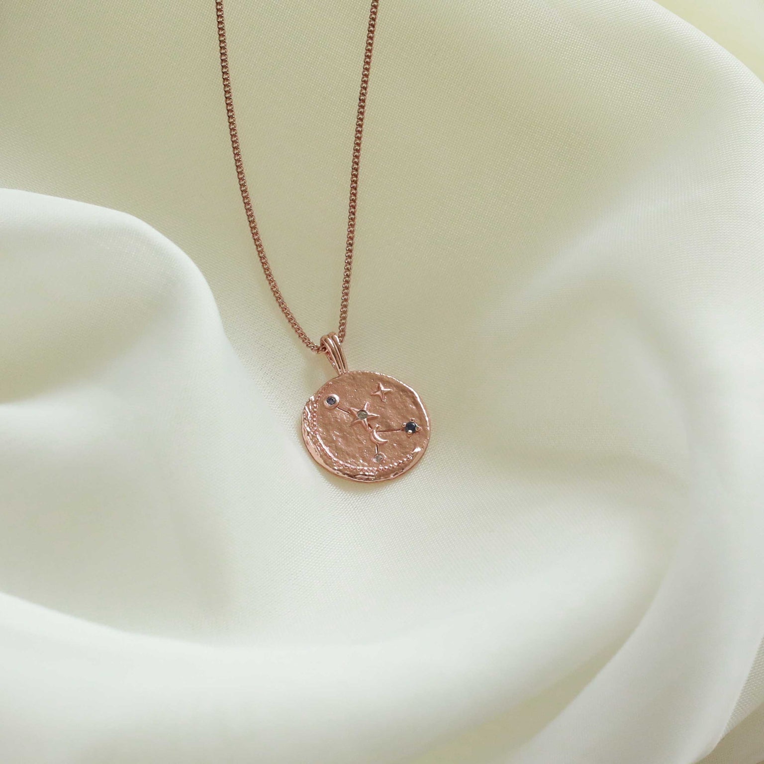 18k Rose Gold Plated Jewellery - Cancer Zodiac Pendant Necklace in Rose Gold - Zodiac Pendant - Astrid &amp; Miyu