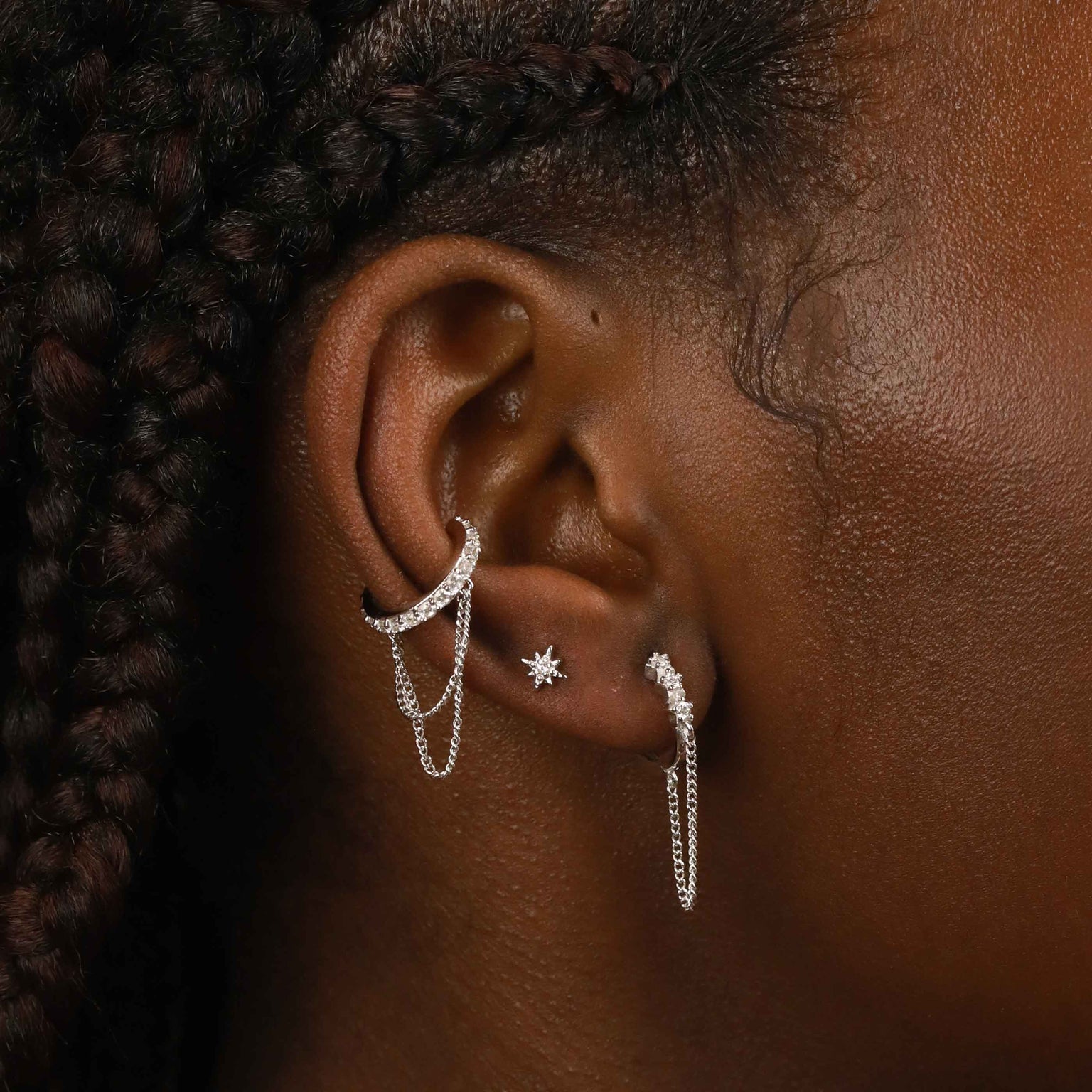 Twilight Star Stud Earrings in Silver