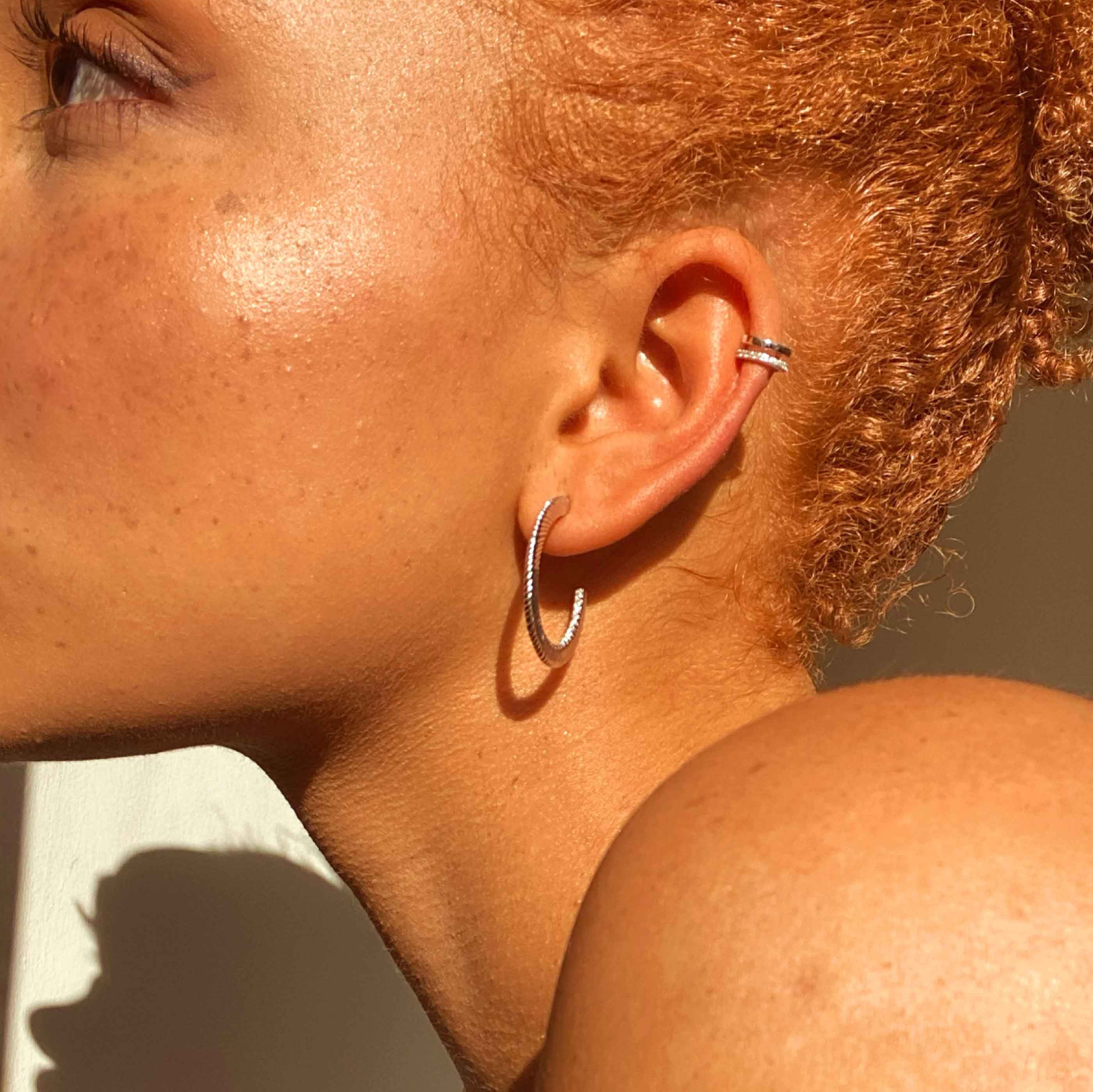 Recycled Sterling Silver Jewellery - Mini Illusion Crystal Ear Cuff in Silver - Ear Cuffs - Astrid &amp; Miyu