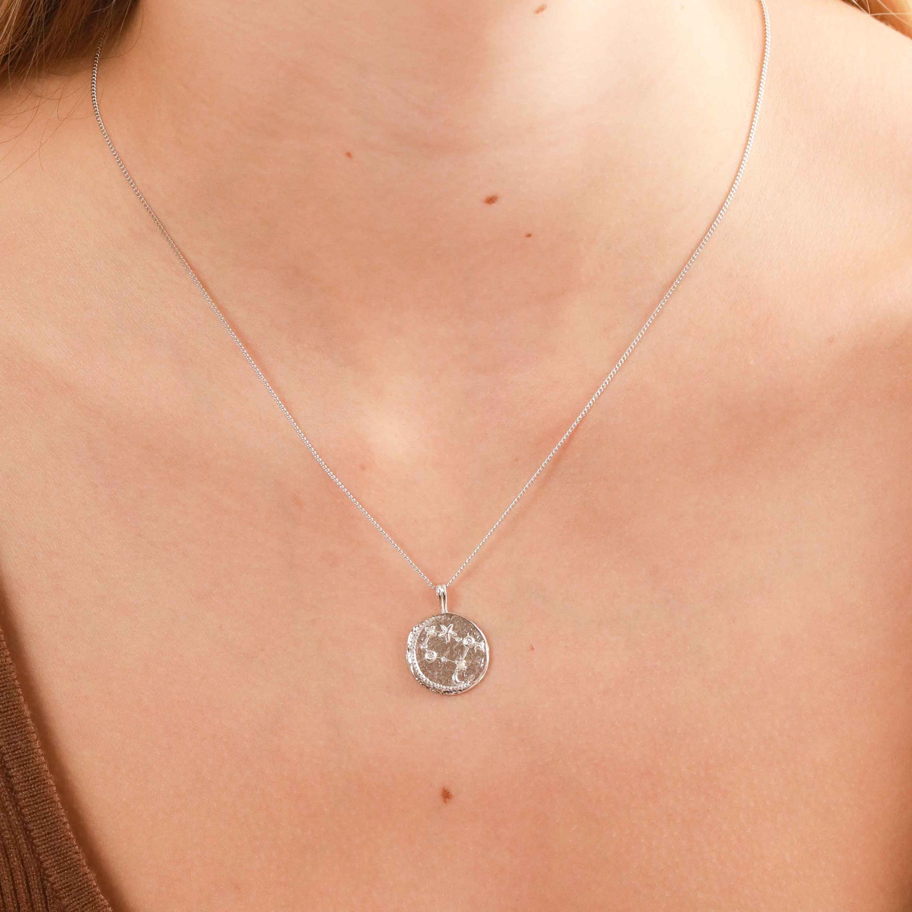 Gemini Jewellery - Gemini Zodiac Pendant Necklace in Silver - Zodiac Pendant - Astrid &amp; Miyu