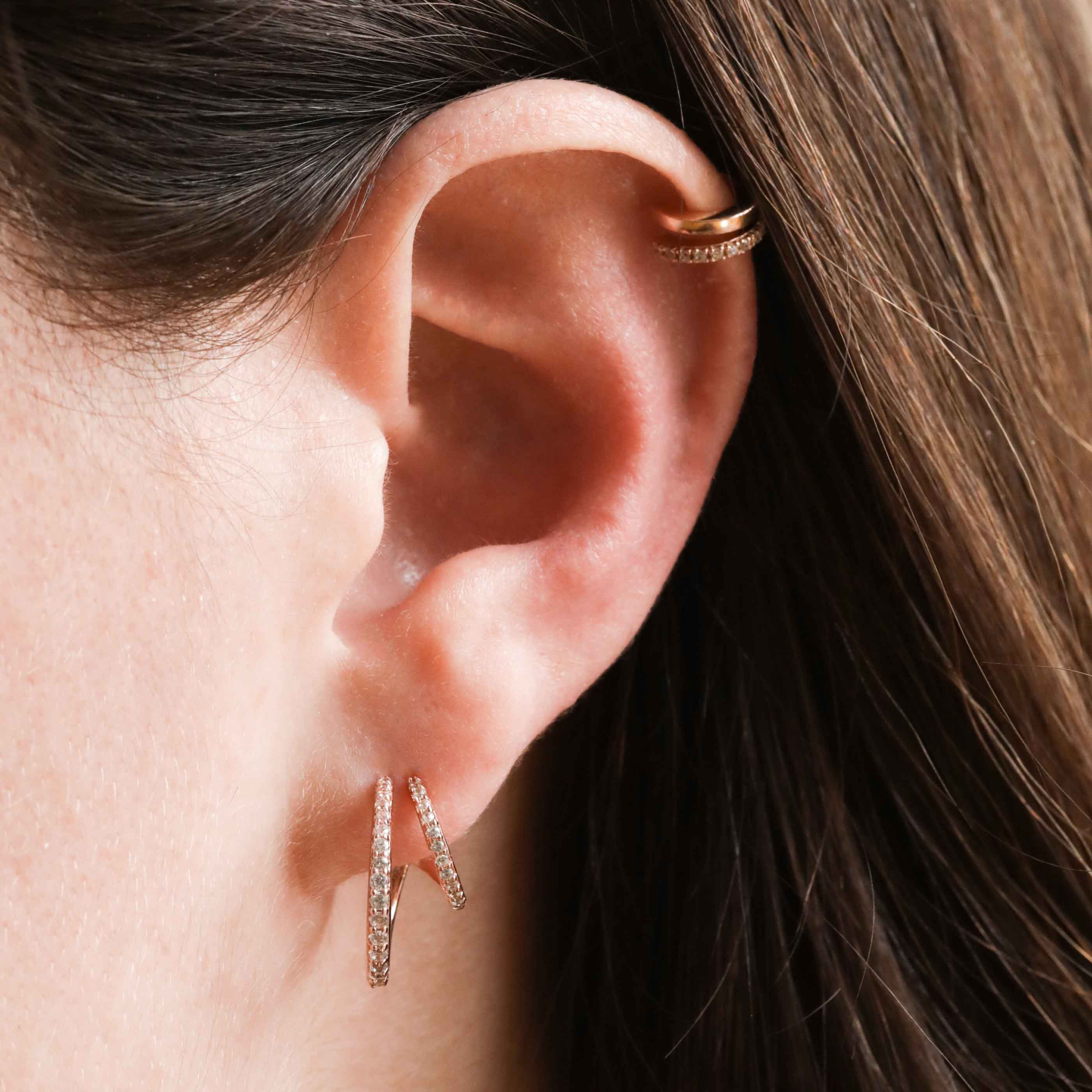 18k Rose Gold Plated Jewellery - Mini Illusion Crystal Ear Cuff in Rose Gold - Ear Cuffs - Astrid &amp; Miyu