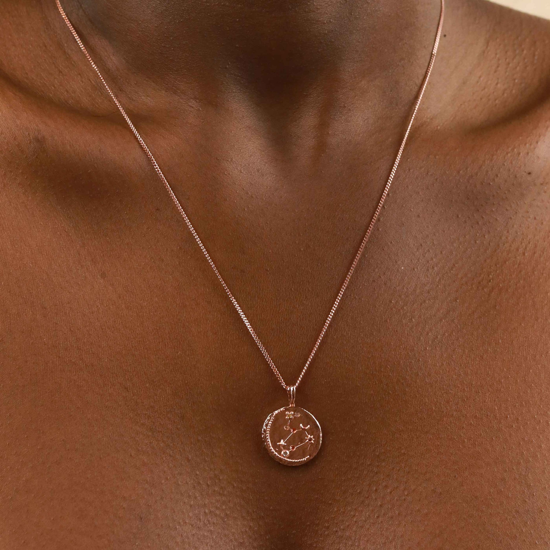 18k Rose Gold Plated Jewellery - Leo Zodiac Pendant Necklace in Rose Gold - Zodiac Pendant - Astrid &amp; Miyu