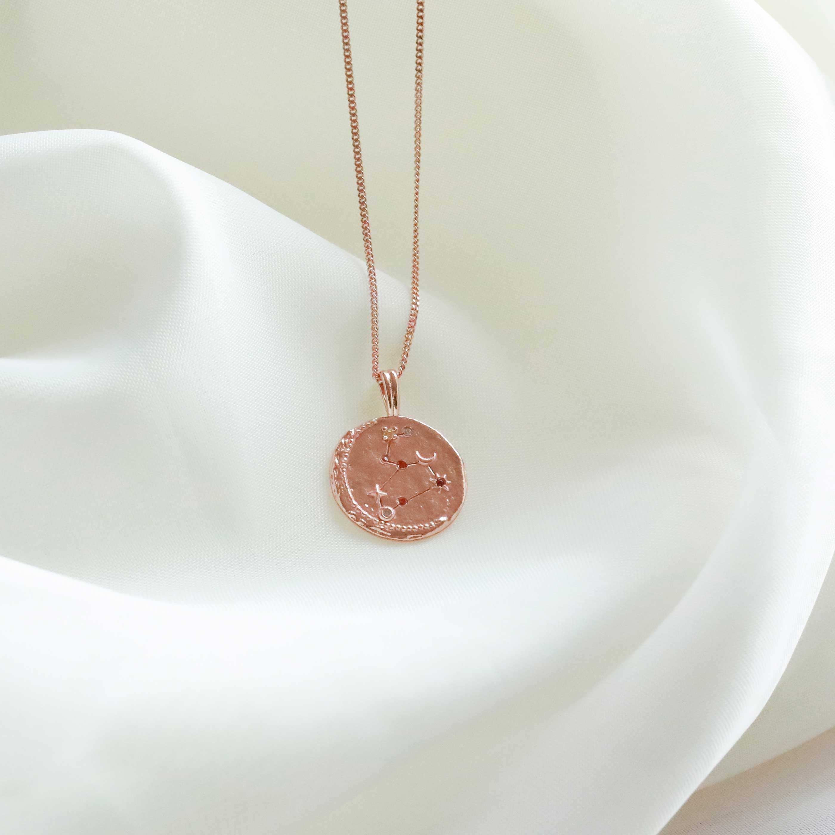 18k Rose Gold Plated Jewellery - Leo Zodiac Pendant Necklace in Rose Gold - Zodiac Pendant - Astrid &amp; Miyu
