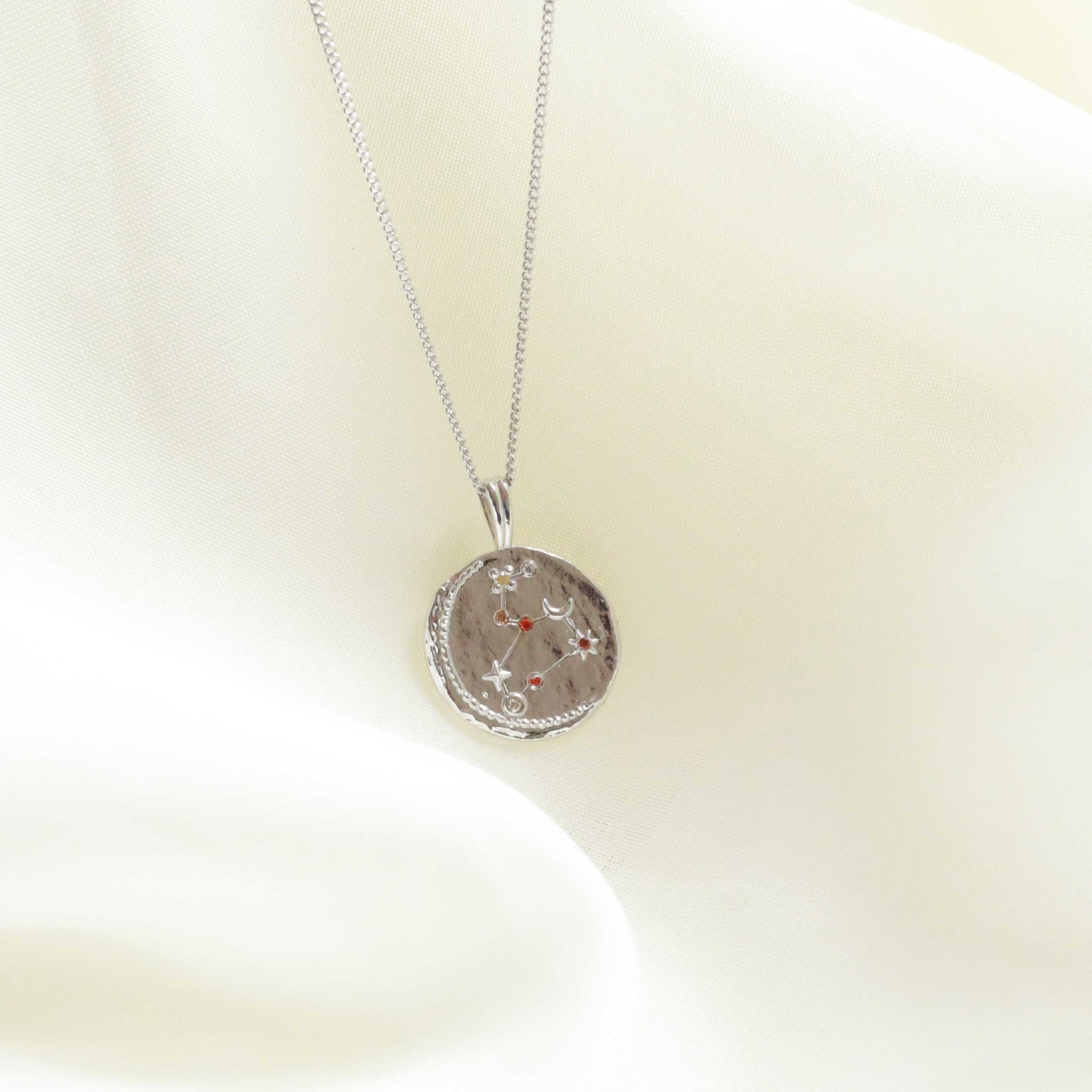 Gemstone Necklaces - Leo Zodiac Pendant Necklace in Silver - Zodiac Pendant - Astrid &amp; Miyu
